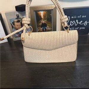 Elegant Cream Woven Handbag